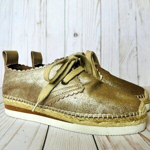 SEE BY CHLOE Glyn Scalloped Metallic Espadrilles Sneakers
